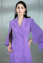 Royal Amethyst Flutter Sleeve Coat Dress
